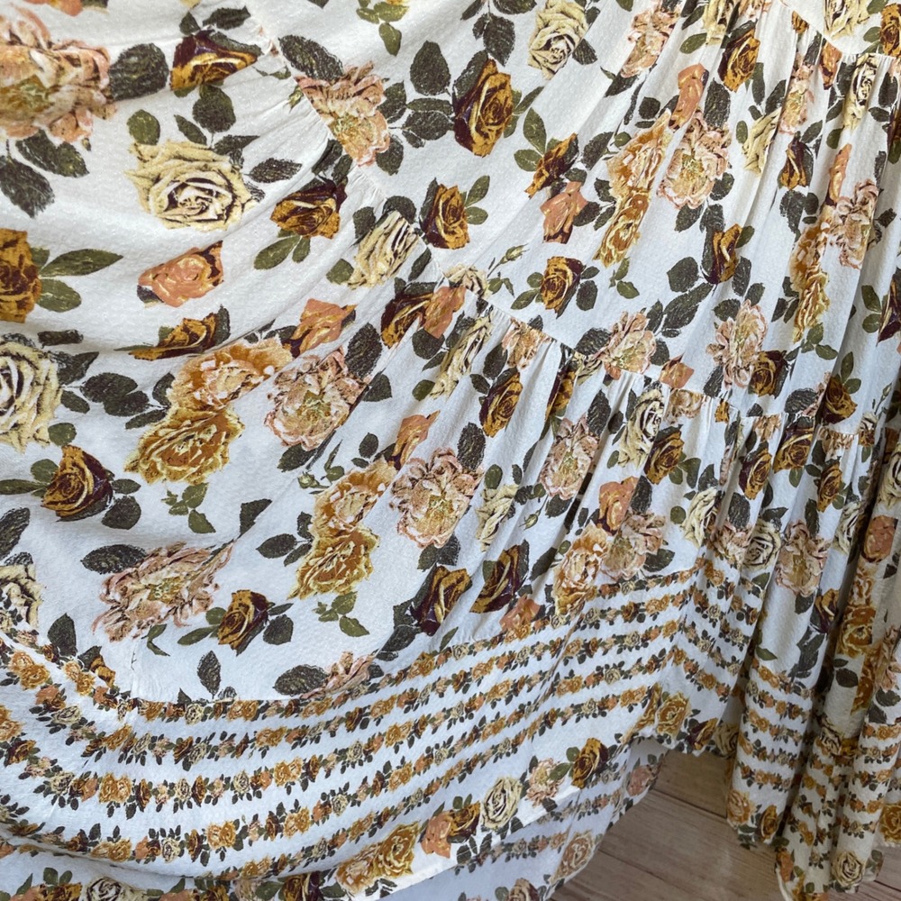 FREE PEOPLE ROWS OF ROSES MAXI DRESS IN CREAM AND TAN - Picture 11 of 11
